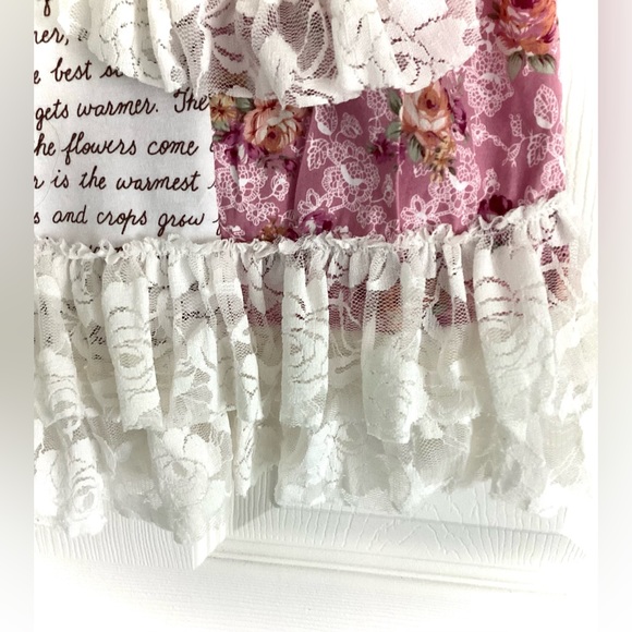 Cream Floral Dress with Rose Ivory Lace - Picture 4 of 16